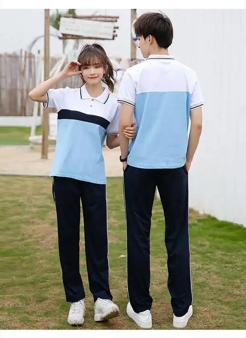 夏季初中生夏装短袖t恤校服 中学生高中生大学运动服套装班服现货