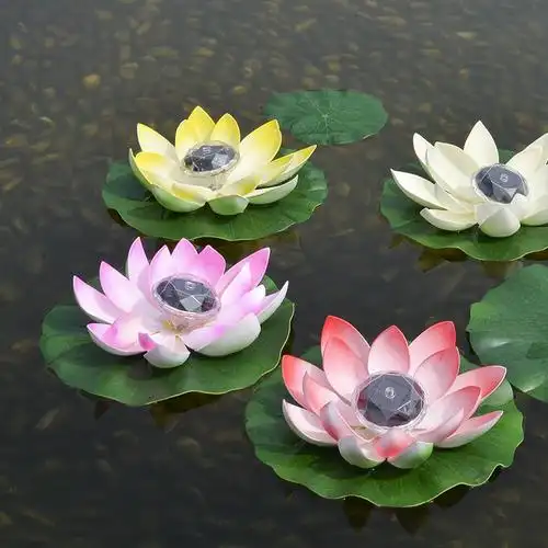 发光太阳能感应荷花led莲花水池景观装饰元宵荷花灯