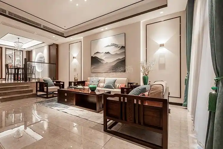 龙湖东桥郡装修完工实景图,新中式风格别墅设计案例