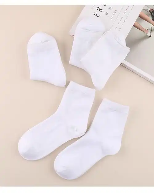 白袜子女白色棉女袜子女护士白袜子中筒秋冬百搭休闲吸汗透气运动学生