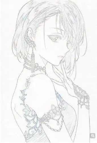 黑白线稿动漫人物手绘线稿素材学好画画从临摹开始