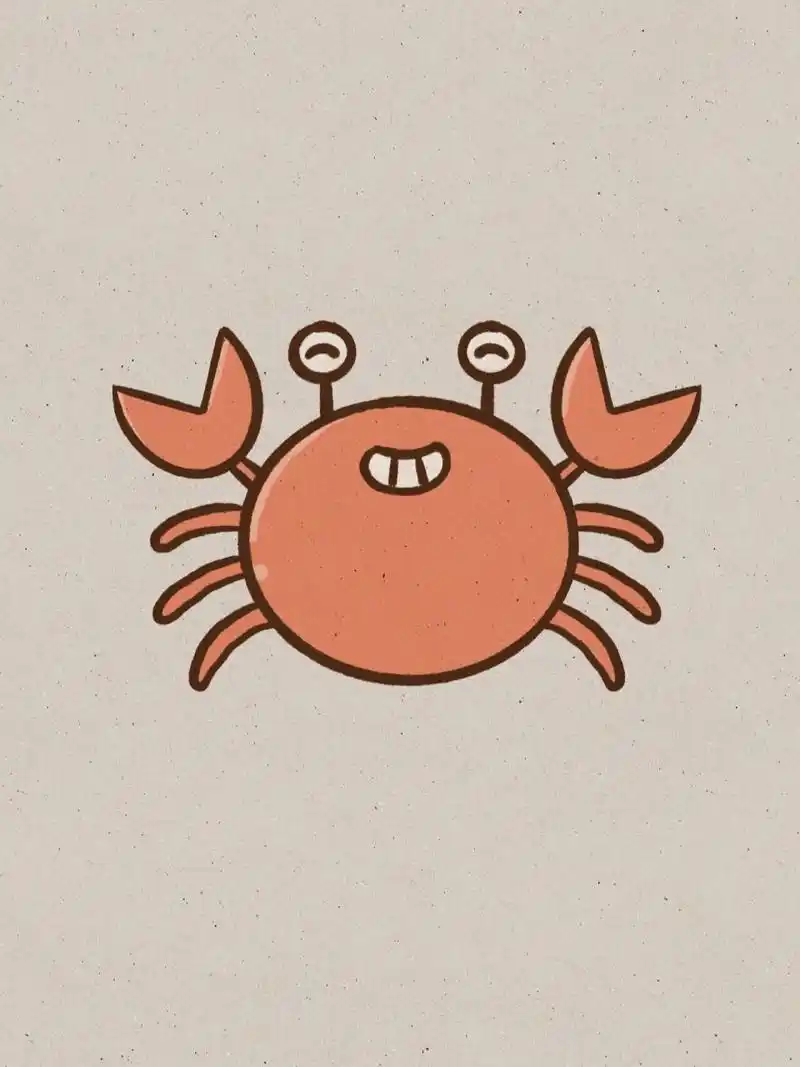 小贝简笔画-螃蟹02 螃蟹(páng xiè)属软甲纲,十足目,是甲壳类动物