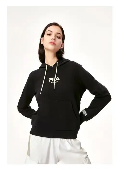fila斐乐女装官方女子连帽卫衣2021年冬季新款针织连帽上衣商场同款