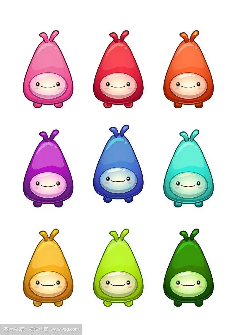 可爱的卡通多彩的外星人角色设置