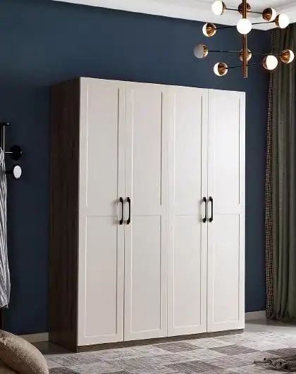 衣橱衣柜现代简约橡木纹平开门卧室家具轻奢四门衣柜125601