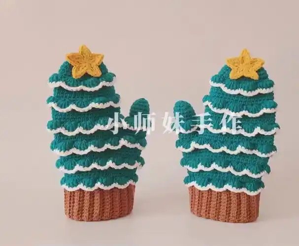 来自b站up主小师妹手作#钩针图解  #圣诞树手套  #手套钩织