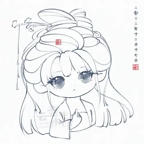 ipad q版古风头像线稿