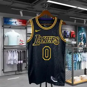 美版sw 湖人队0号尼克杨球衣 库兹马蛇纹黑色威少男女篮球服热压