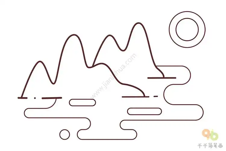 轻松学画高山流水简笔画