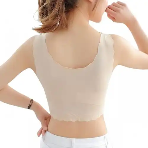 冰丝无痕打底防走光抹胸胖mm裹胸内衣学生大码内搭吊带背心女夏薄ss