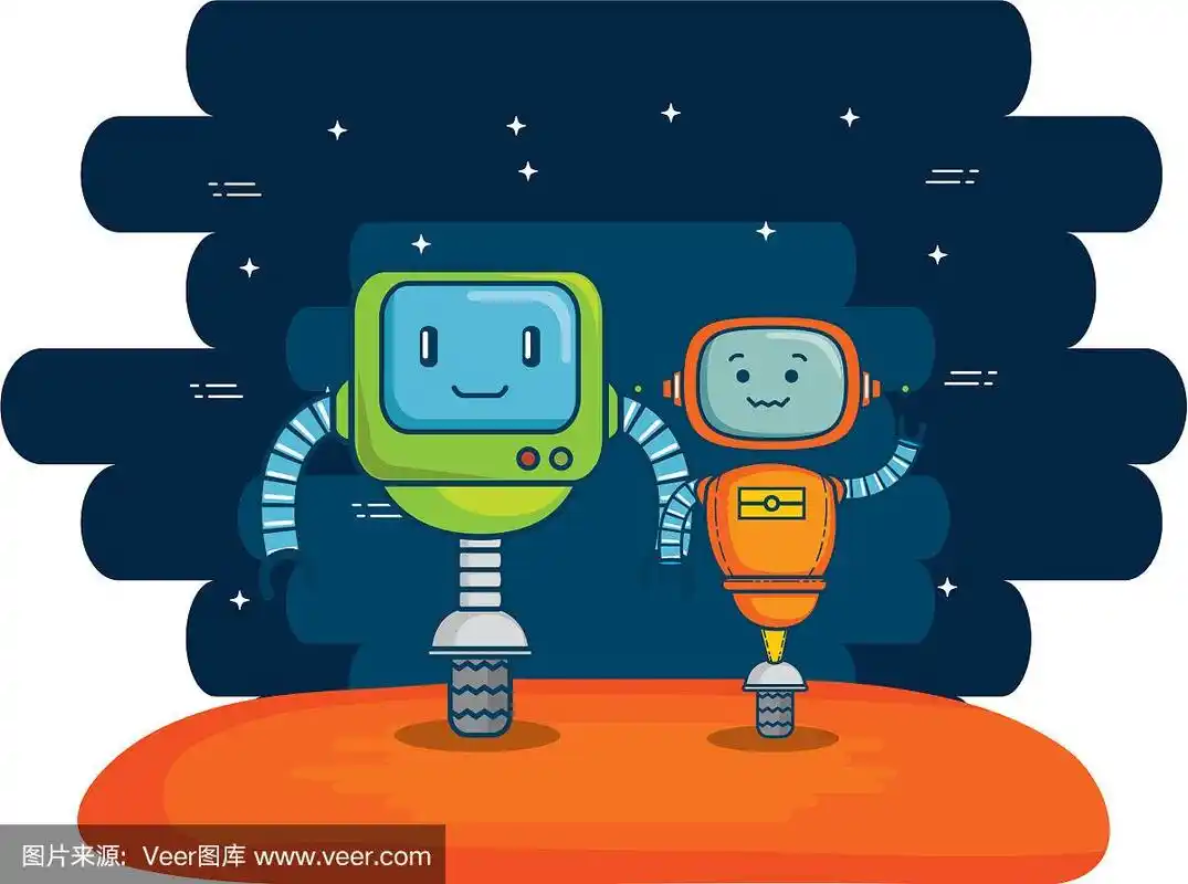 有宇宙背景的可爱机器人
