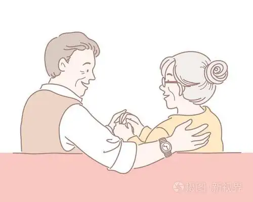 中年夫妇坐在沙发上,互相看着对方的插图