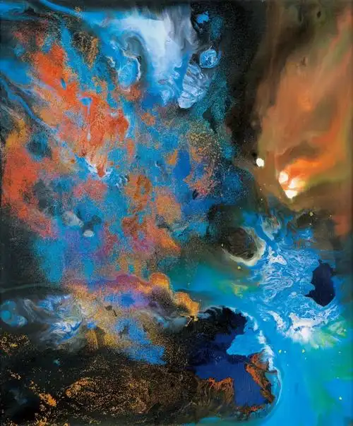 《洞天》    布面油画    综合材料    144cm×104cm