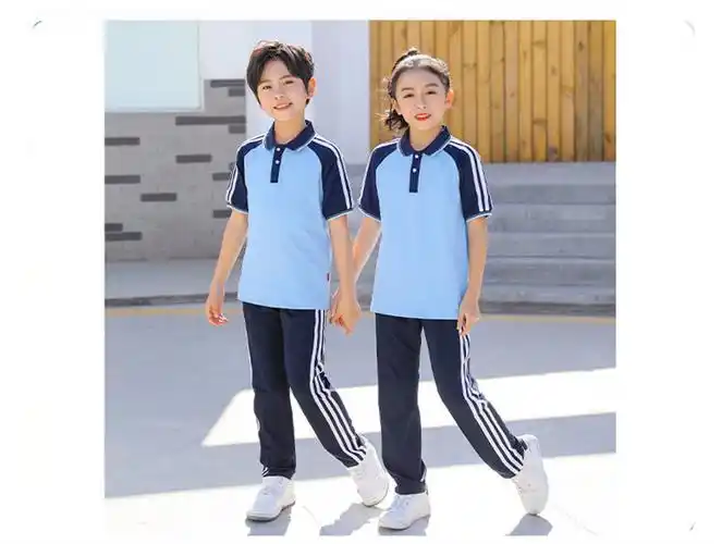 中学生校服套装高中生夏季初中生毕业浅蓝色班服t恤短袖夏装宽松 蓝色