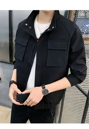 秋季男装新款2020潮牌休闲上衣时尚夹克韩版潮流修身外套衣服男士