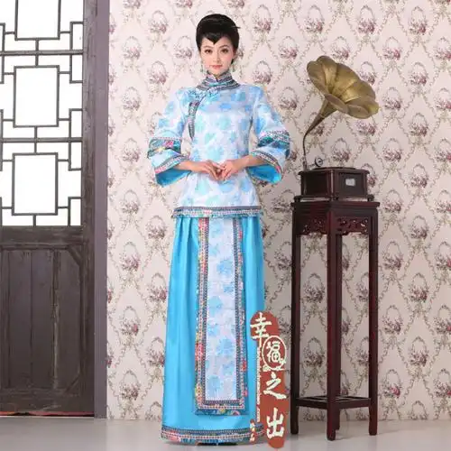 古装女宫锁清秋秀禾服民国小姐装清朝福晋格格装中式婚礼喜娘服装