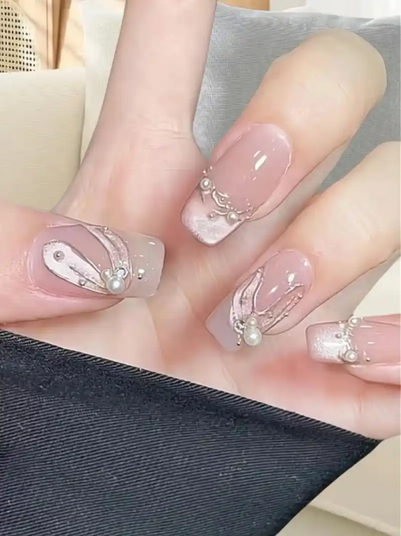 仙气满满帆纯欲飘带气质美甲 look 高级显手白 短款