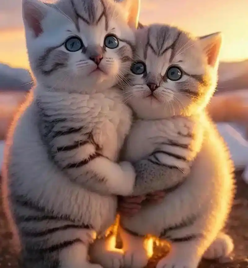 哇噻,萌萌的真的是太可爱了,它们居然还会抱抱