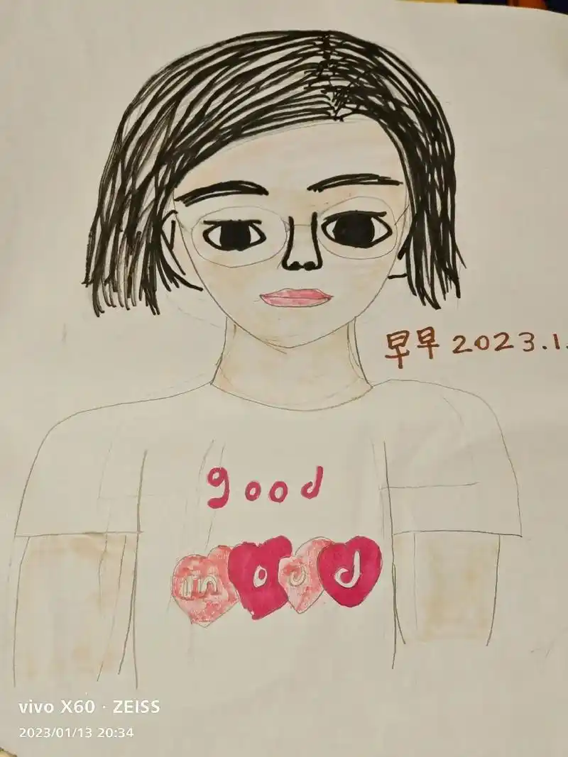 早早和妈妈的第一张自画像#@#自画像 - 抖音