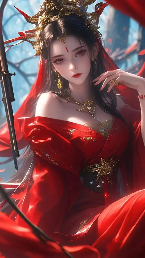 壁纸#精致动漫风 红衣古风美女壁纸
