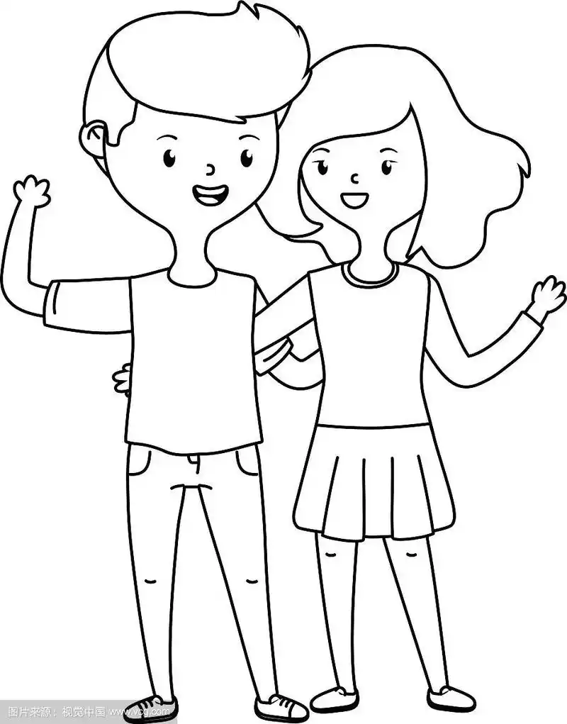 少年男孩和女孩卡通设计