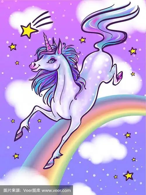 长着彩虹毛的独角兽