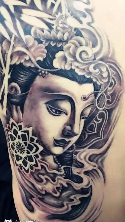 半背观音纹身图片