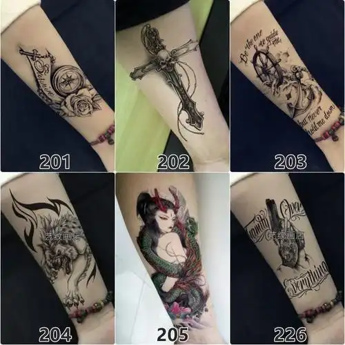霏楚新品纹身贴半臂半臂花臂纹身贴防水男女逼真手臂暗黑风仿真刺青贴
