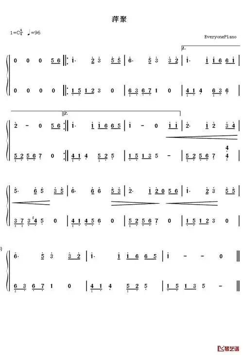 萍聚钢琴简谱-数字双手-李翊君 孙建平1