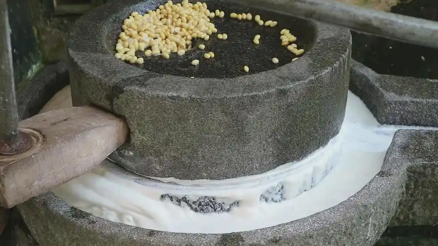 小伙每天起床磨豆浆喝,农村这种石磨,你家里还有吗