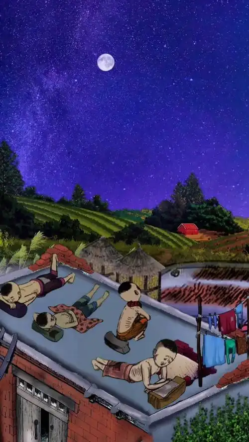 小时候,你会爬到屋顶乘凉吗?夏天晚饭后,我和小伙伴会到屋顶乘凉