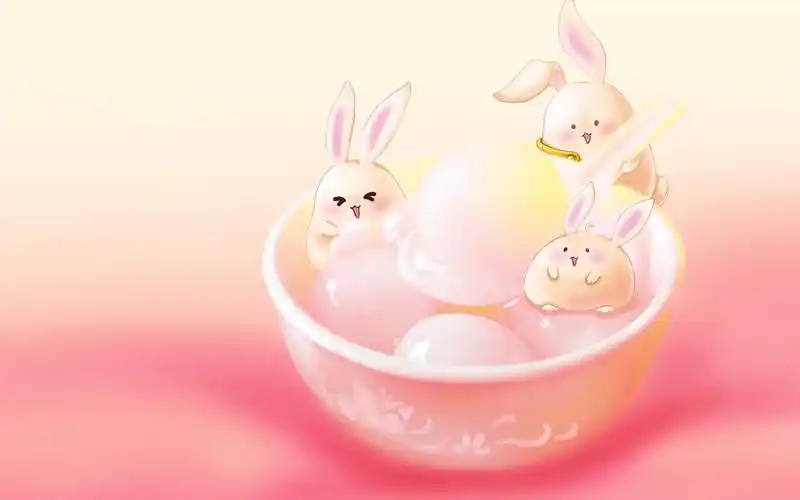 元宵佳节,白兔汤圆桌面壁纸