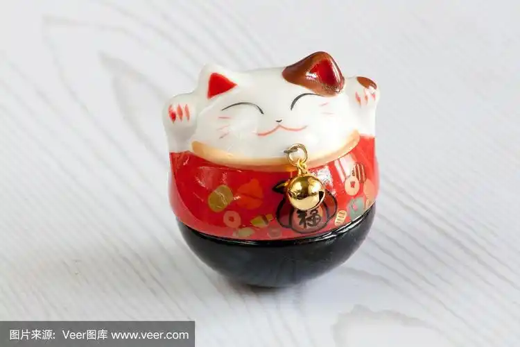 maneki neko -幸运的猫在白色的背景