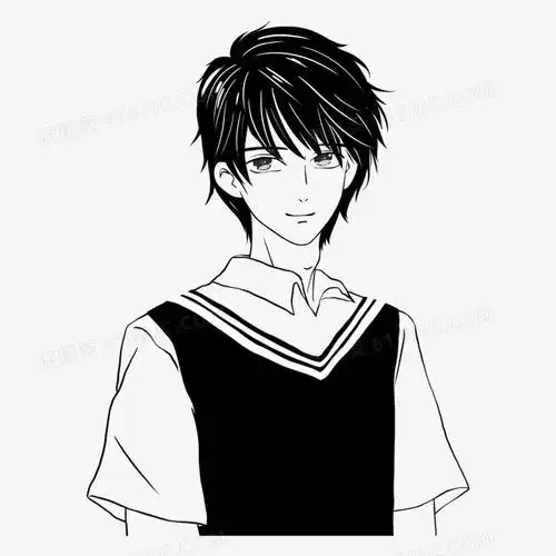 卡通手绘黑白日系男生漫画头像素材