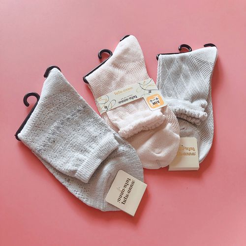 tutu新款吸湿排汗短筒薄款1双安娜夏季薄棉袜镂空纯棉女士短袜