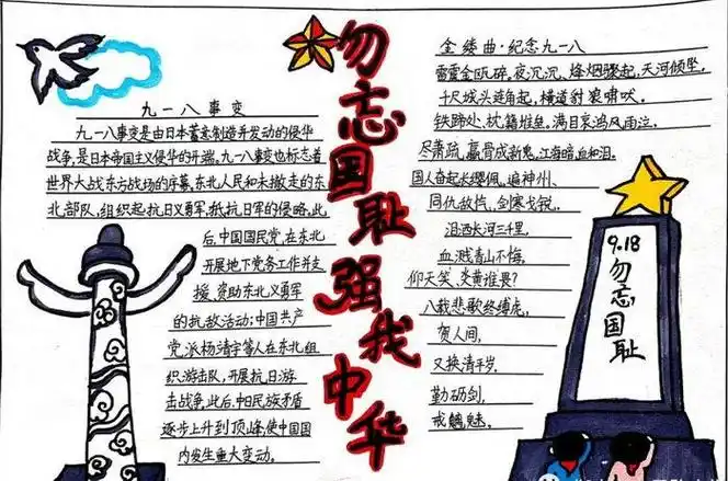 勿忘国耻奋发图强主题手抄报勿忘国耻手抄报