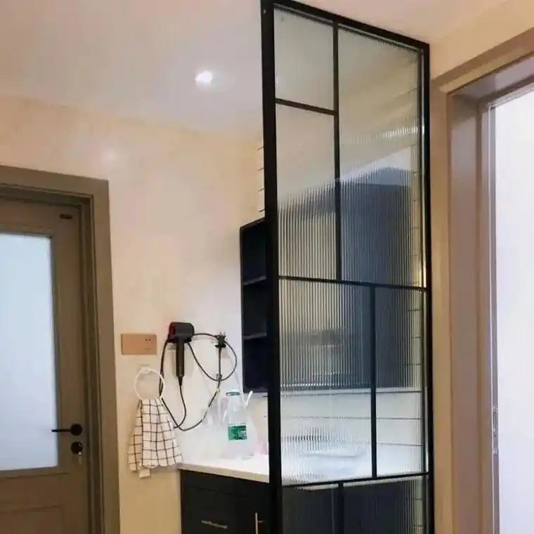 超白长虹玻璃钢化瓦楞条纹屏风隔断玄关磨砂夹胶极窄边框艺术压花