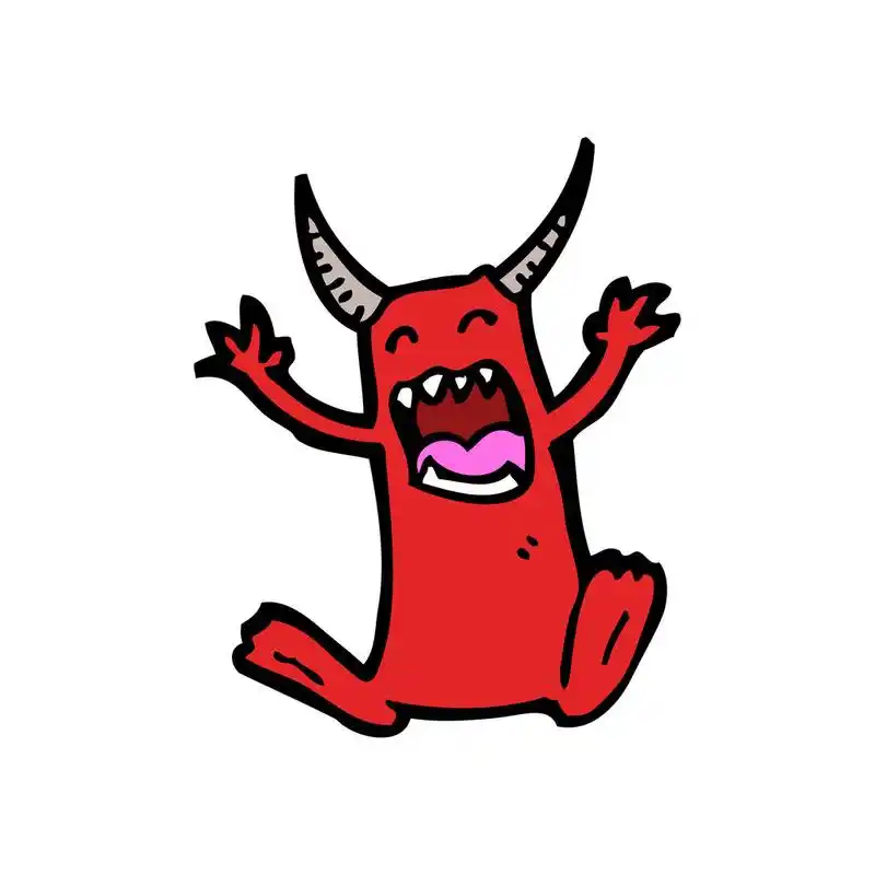 尖叫的小魔鬼,矢量,尖叫着白色背景上的卡通小恶魔