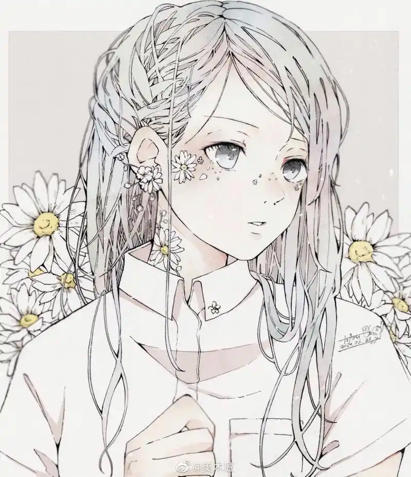 超级好看的手绘作品:梦中的花卉少女