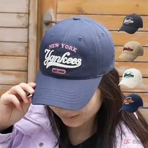 24新款mlb情侣棒球帽男女ny复古学院风运动休闲鸭舌帽3acpvl24n