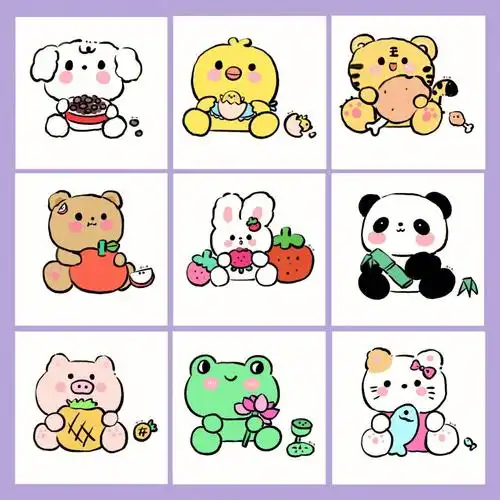 可爱动物小头像简笔画