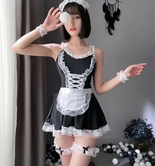 衣燃魅女高品质情趣内衣性感女仆装清纯诱惑吊带短裙套装9908