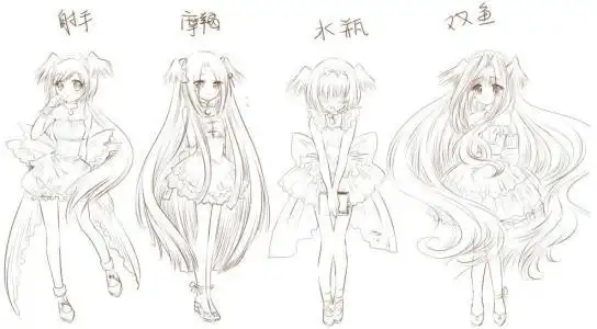 12星座卡通少女简笔画