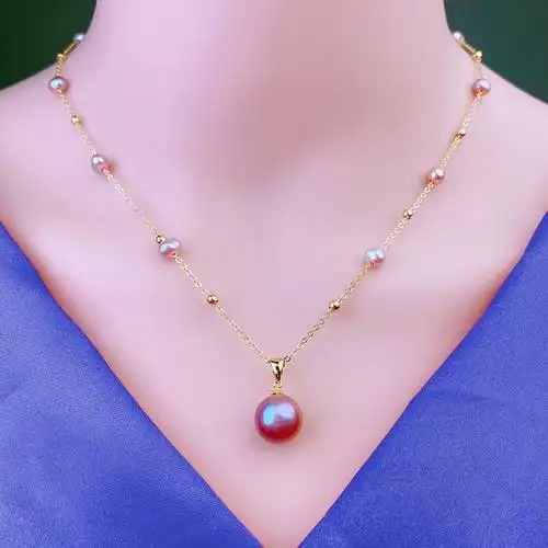 一生一世天然珍珠项链淡水珍珠吊坠气质锁骨链带延长链高档轻奢款