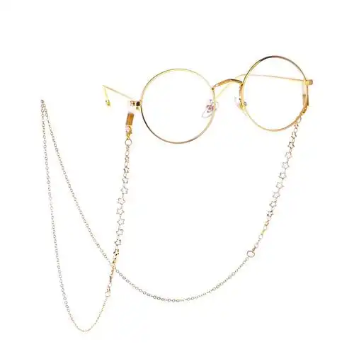 高档镂空星星金色金属眼镜链条x挂脖女ins风可爱欧美出口复古实用