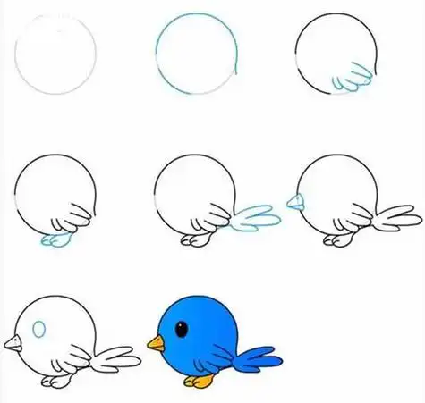简笔画卡通小鸟的图片彩色