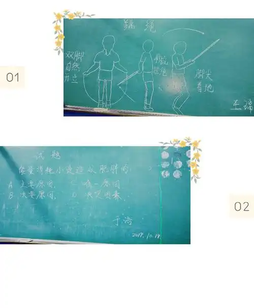 体育王瑞老师板书内容展示出体育课内容的动作要领,学生一目了! !