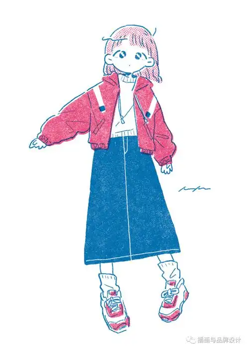 插画丨萌系二次元简笔画美少女,概括充满青春活力的少女日常