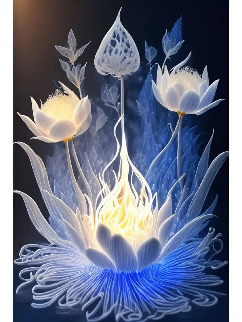 蓝色莲花 ,佛光普照,佛缘 #ai绘画