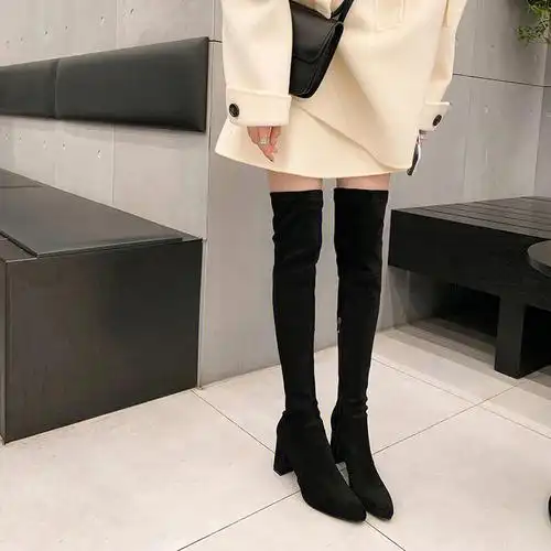 sw尖头高跟过膝长靴